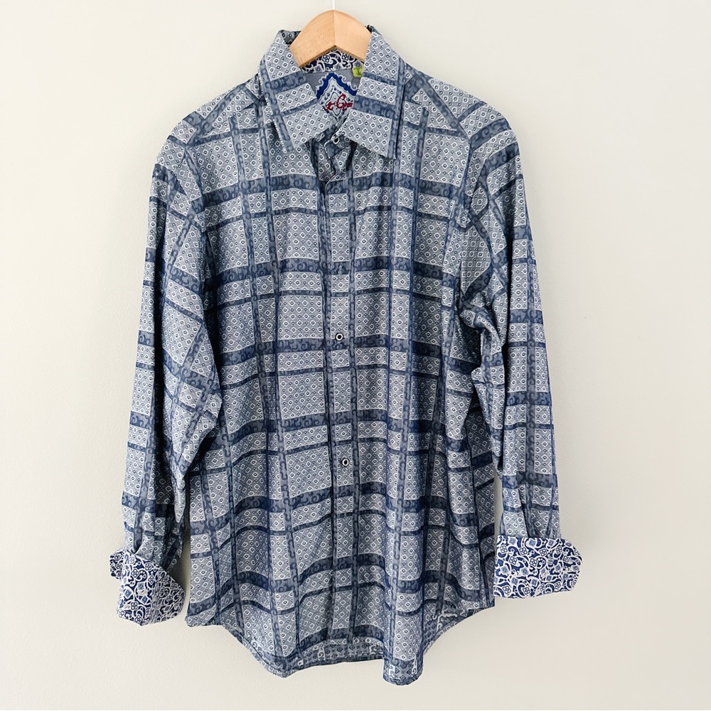 Robert Graham Unique Navy Patterned Dress Shirt